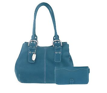 Tignanello Pebble Leather Dble Handle Shoulder Bag with Wallet